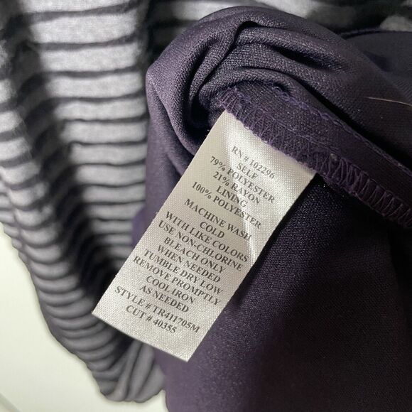 Gray Striped Cowl Neck Dress 10 Futuristic Minimalist Lagenlook Cyberpunk Rave - Picture 4 of 9